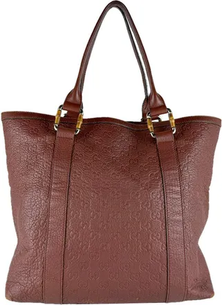 Gucci Brown Leather Tote Bag (Pre-Owned)