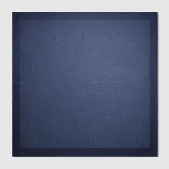Gucci GG Wool Silk Jacquard Shawl, Blue