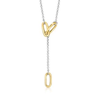 RS Pure by Ross-Simons Italian 18kt Gold Over Sterling and Sterling Silver Oval-Link Y-Necklace