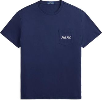 Polo Ralph Lauren Tops, Heren, Blauw, M, Katoen, Bear Society Fleece Pocket Tee