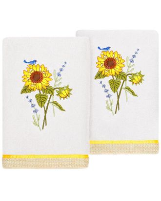 Linum Home Textiles Turkish Cotton Girasol 2Pc Embellished Hand Towel Set