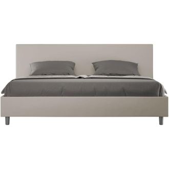 Les Tendances Les Tendances - Letto Matrimoniale King size rivestito in Similpelle - adele - Colore: Tortora - Dimensione Rete: 200x200 - Tipologia Letto: Senza