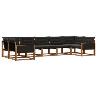 vidaXL Conjunto De Sof&aacute;s De Exterior Con Coj&iacute;n 7 Pcs Natural Y Negro Vidaxl