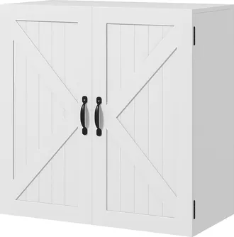 Kleankin Kleankin - Armadietto Bagno Stile Country In Legno Con Ripiano Regolabile Bianco