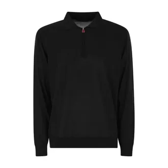 Kiton Round-neck Knitwear, male, Black, Size: M Quarter Zip Knit Sweater