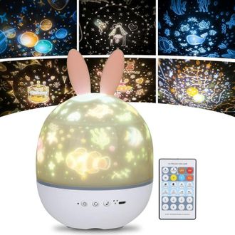 OEM L&aacute;mpara De Noche Infantil Con Proyector De Estrellas, Luz Nocturna Musical Con Rotaci&oacute;n De 360&deg; + Temporizador + Control Remoto + 6 Colores, Luz Noctu