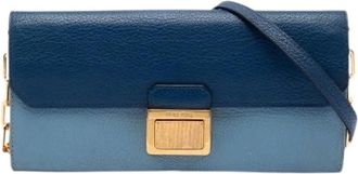 Miu Miu Pre-owned Wallet on Chain - Dames - Vintage Mini Tas - Blauw - ONE Size - Leer - Vintage