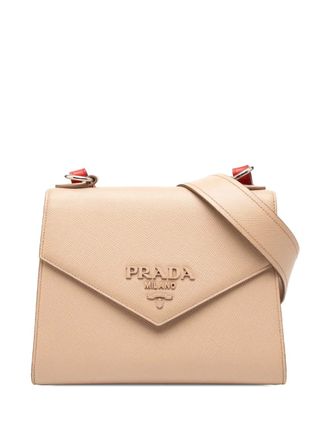 Prada 2010-2025 Saffiano Cuir Monochrome Envelope crossbody bag - Marrone