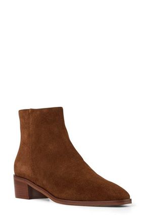 Aquatalia Reeta Luxe Weatherproof Suede Bootie in Brandy Suede at Nordstrom, Size 5.5