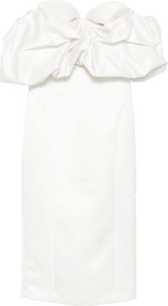 Elisabetta Franchi Abito midi con maniche a palloncino - Bianco