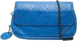 Bottega Veneta Pre-owned Embossed Leather Crossbody Bag - Dames - Vintage Schoudertas - Blauw - ONE Size - Leer - Vintage