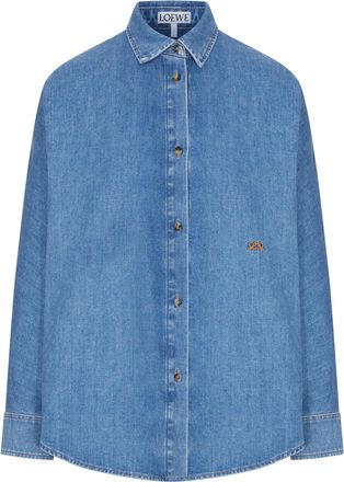 Loewe LIGHTWEIGHT WASHED COTTON DENIM SHIRT WITH BATWING SLEEVES - Loewe - Woman