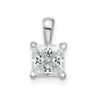 Diamond2Deal 14k White Gold 1 Ct Princess Cut Lab Grown Diamond Pendant