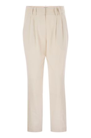 Brunello Cucinelli Brunello Cucinelli Womens Stretch Viscose-wool Twill Equestrian Trousers With Jewellery - Ivory - Size EU 42 (Womens)