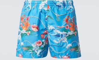 Gucci Printed poplin swim trunks