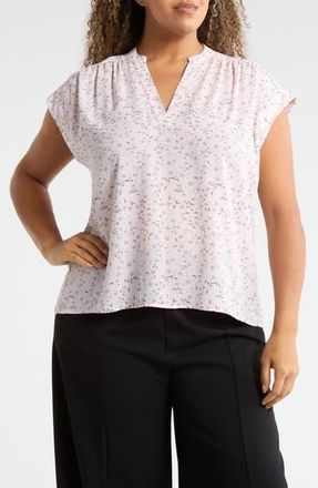 Nordstrom Rack Growover Print Shirred V-Neck Top in Pink Primrose Josie Ditsy at Nordstrom Rack, Size 1 X