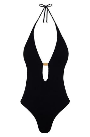 Vix Tammy Sutton Plunge One-Piece Swimsuit in Black at Nordstrom, Size Small