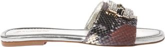 Baldinini Python Print Muilezel - Dames - Sandalen - Veelkleurig - 37 1/2 EU - Leer - Schoenen