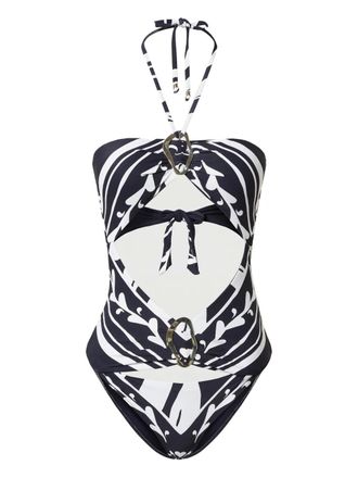 Twin-Set cut-out halterneck swimsuit - women - Polyamide/Elastane/Polyamide/Elastane - 3-B - Blue