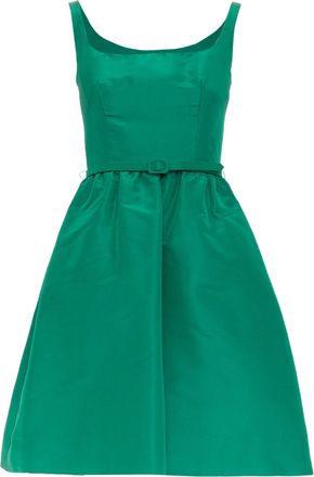 Oscar De La Renta silk faille square neck belted dress