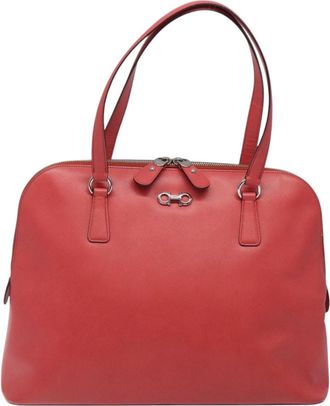 Ferragamo Gancini Shopping Pink Leather Tote Bag (Pre-Owned)