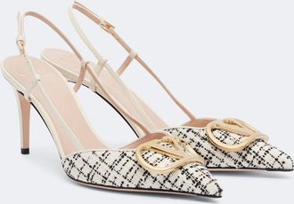 Valentino Garavani VLogo boucl&eacute; slingback pumps