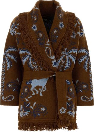 Alanui Island Roots Foulard Embroidered Wool-Blend Cardigan