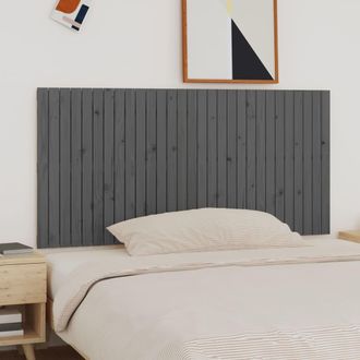 vidaXL Cabecero De Cama De Pared Madera Maciza Pino Gris 185x3x90 Cm Vidaxl