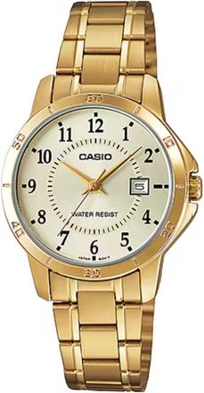 Casio Womens Gold Analog Watch Champagne Dial Steel Bracelet - LTP-V004G-9BUDF