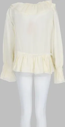 Ganni Ruffle-Trimmed Viscose-Silk Blouse - White