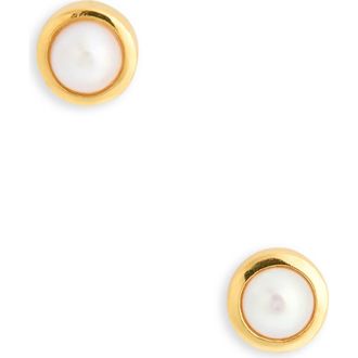 Dean Davidson Signature Genuine Freshwater Pearl Stud Earrings in Yellow Gold/Pearl at Nordstrom
