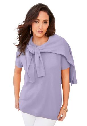 Jessica London Fine Gauge Crewneck Shell in Pale Lilac at Nordstrom, Size 12