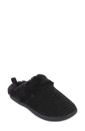 Floopi Faux Fur Trim Velour Clog Slipper in Black at Nordstrom Rack, Size Small