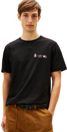 Tommy Hilfiger Mens Short Sleeve Round Neck Small Crest Outline T-Shirt, Black (Black), M