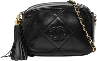 Chanel Pre-owned Vintage Quilted Crossbody Bag - Dames - Vintage Schoudertas - Zwart - ONE Size - Leer - Vintage