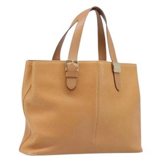 Burberry Pre-owned Vintage Leren Tote Bag - Dames - Vintage Shopper - Bruin - ONE Size - Leer - Vintage