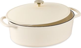 Best Choice Products Oval 7.5 Quart Cast-Iron Dutch Oven, Heavy-Duty w/ Enamel, Side Handles