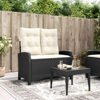 vidaXL Vidaxl - Panca Reclinabile da Giardino con Cuscini Nera in Polyrattan