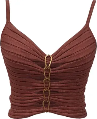 Dion Lee Central Chain Cami Top in Old Rose Viscose