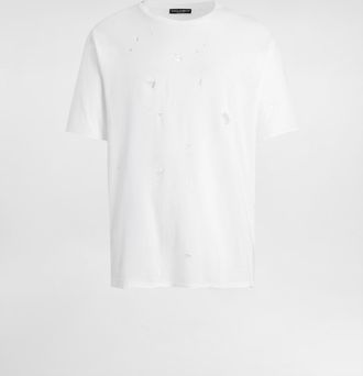 Dolce & Gabbana Distressed Cotton T-shirt - Man White 44