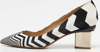 Nicholas Kirkwood White/black Suede Pointed Toe Block Heel Pumps