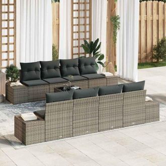 vidaXL Conjunto De Sof&aacute; De Jard&iacute;n Con Coj&iacute;n 7 Pcs Gris 55 X 55 X 37 Cm Vidaxl