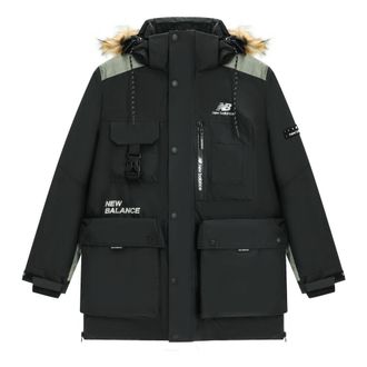 New Balance Logo Classic Down Jacket Asia Sizing Black Grey AMJ14300-BK