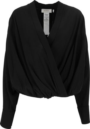 Sportmax Black Venere Deep V-Neck Silk Blouse