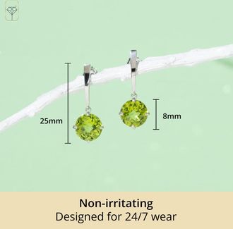 MAX + STONE 14k Yellow or White Gold 8mm Solitaire Gemstone Round Drop Dangle Earrings