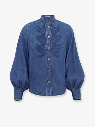 Zimmermann Camicia in denim con ricami cut-out - ZIMMERMANN - gender_Woman
