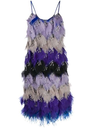Pucci x Koch&eacute; embellished feather dress - women - Silk - 40 - Blue