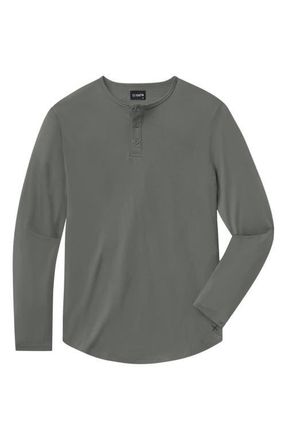 Cuts AO Curved Hem Long Sleeve Henley in Castor Grey at Nordstrom, Size Xx-Large R