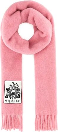 Alexander McQueen Horseshoe and Four-Leaf Clover Logo Scarf - Dames - Wintersjaals - Roze - ONE Size - Accessoires