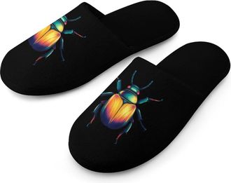Generic Beetles Warm Mens Slippers Slip On Soft Fleece House Shoes Winter Indoor Outdoor